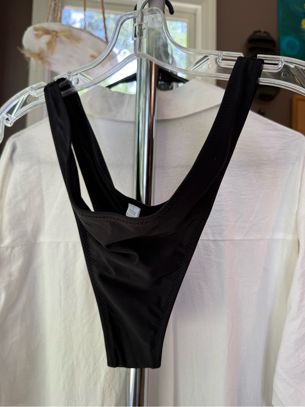 Black High-Cut Bikini Bottom Thong